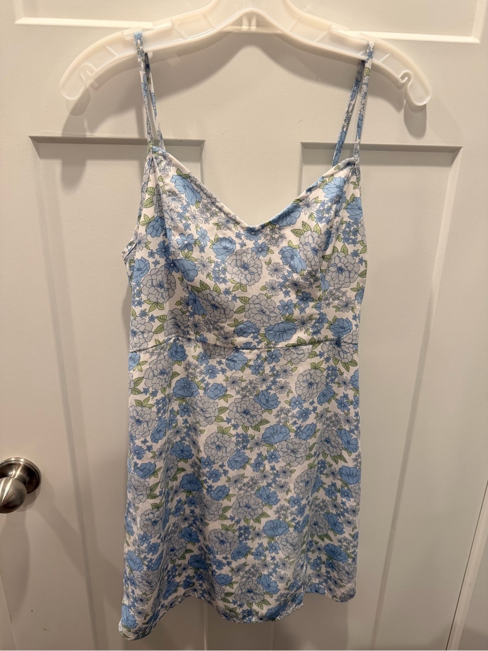 Hollister Blue Floral Cowl Neck Mini Dress Medium Y2K Stretch